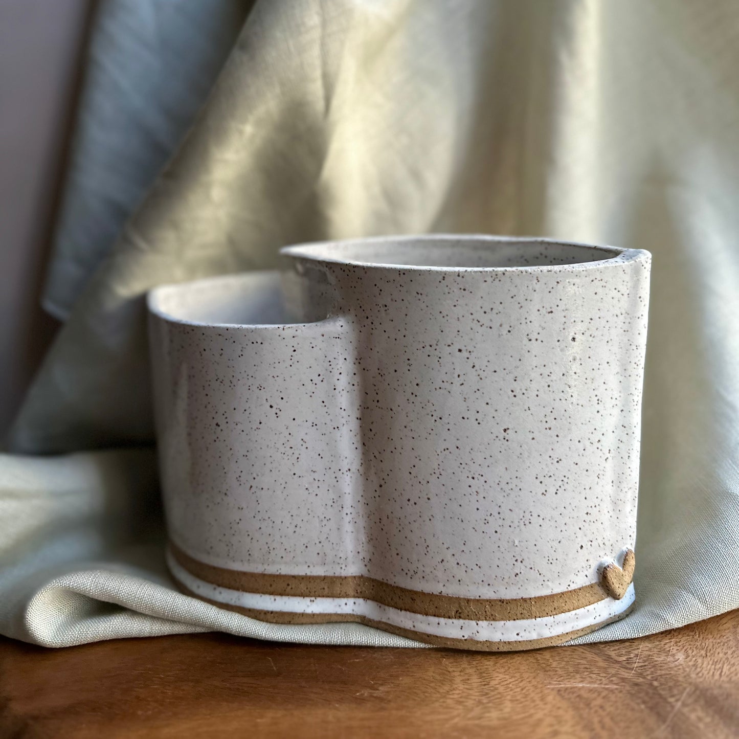 large hand-built triple vase