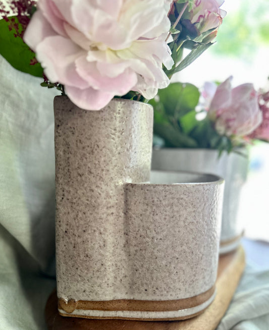 large hand-built double vase