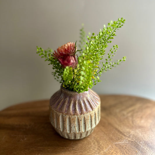 small hand-carved vase • purple