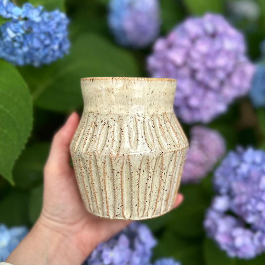 hand-carved vase • beige