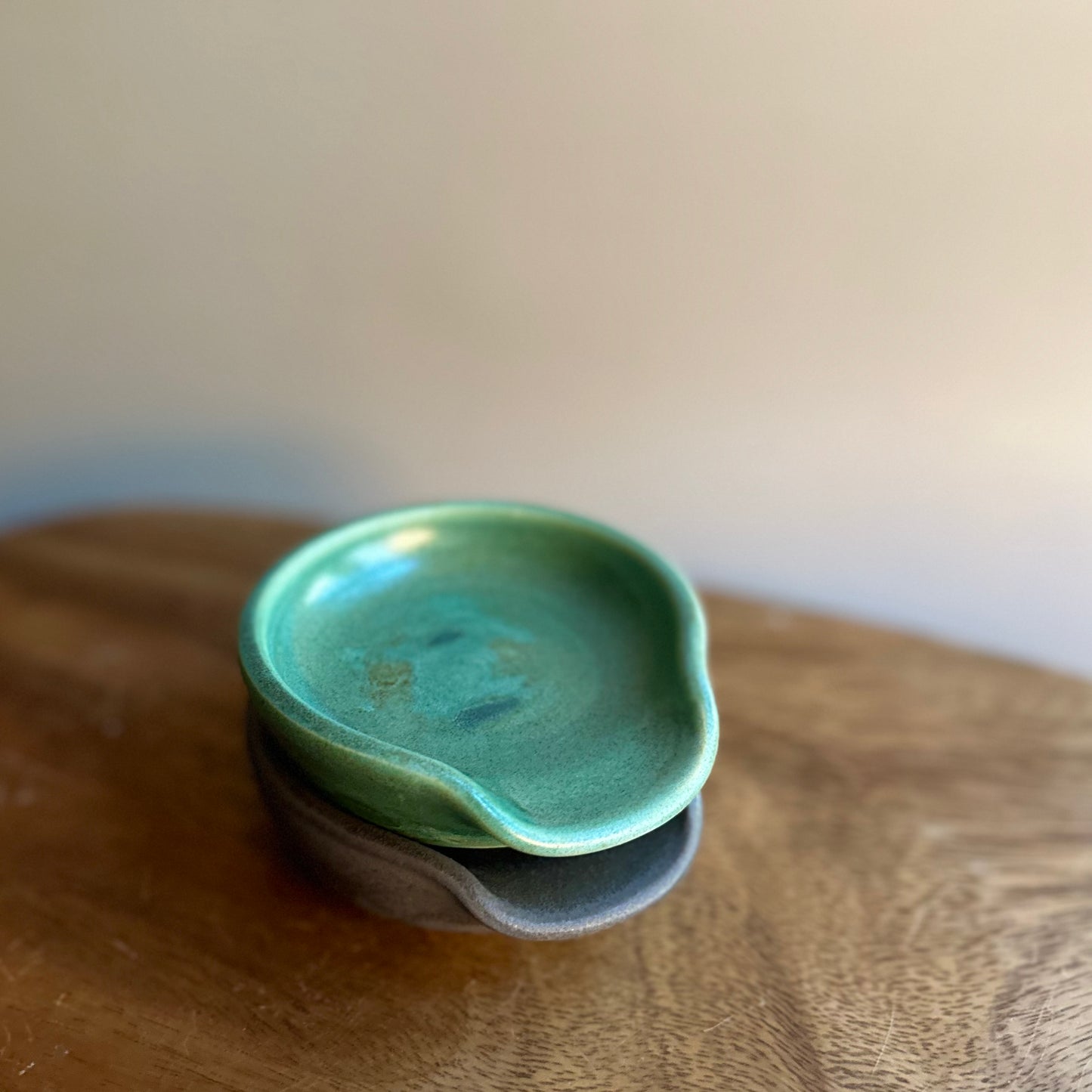wheel-thrown spoon rest • green no. two
