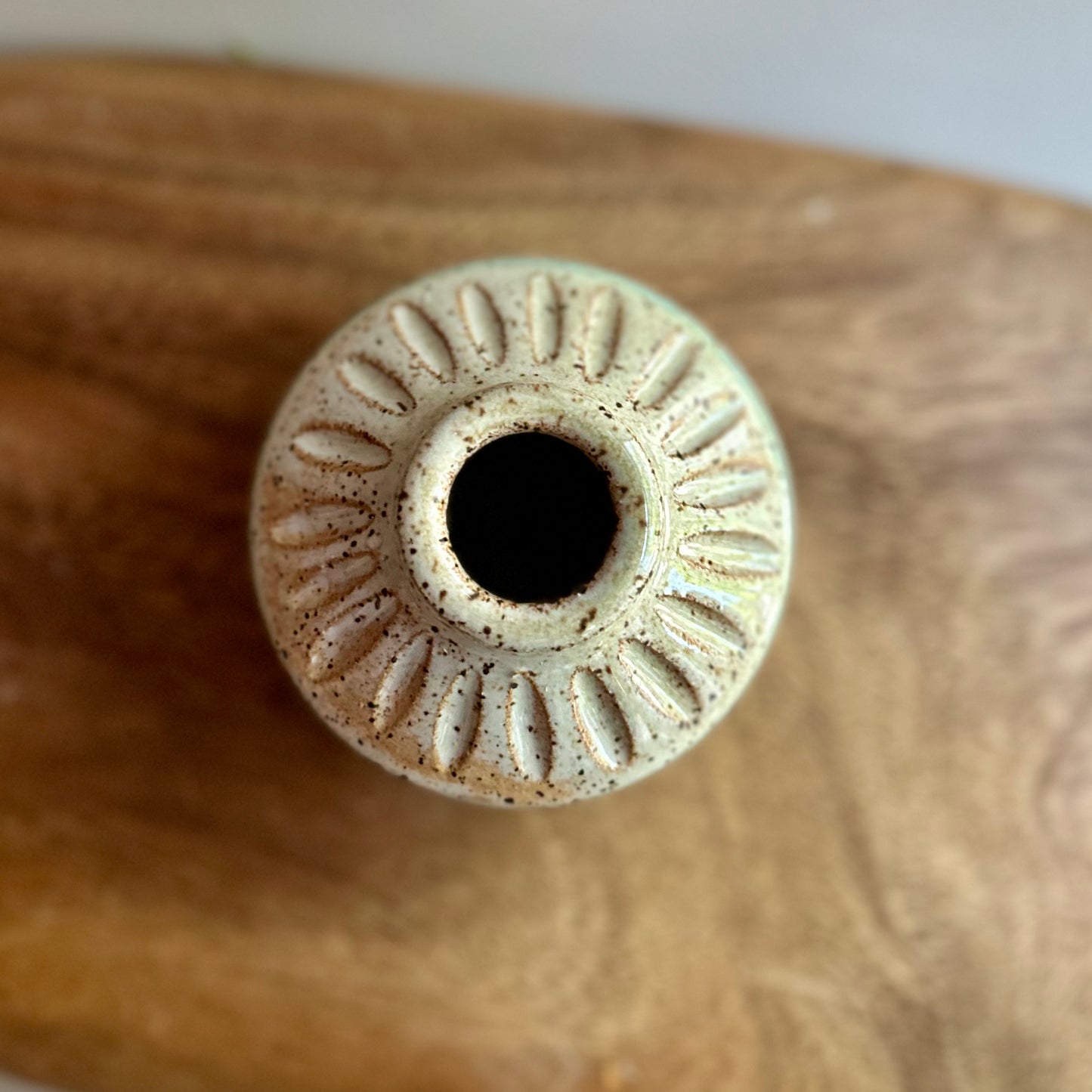 small hand-carved vase • sky blue