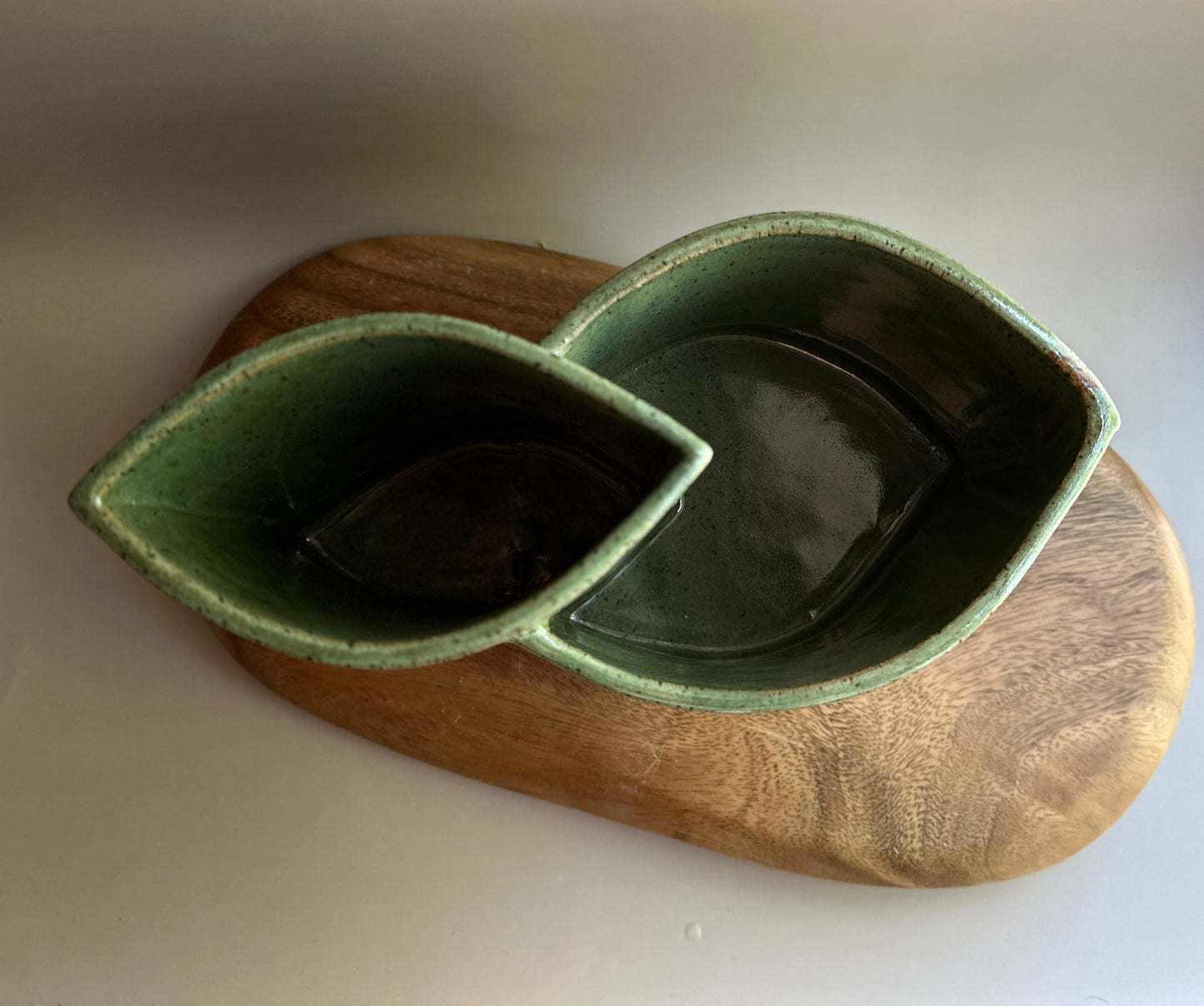 large hand-built double vase • limited edition green