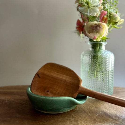 wheel-thrown spoon rest • green no. two