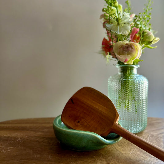wheel-thrown spoon rest • green no. one