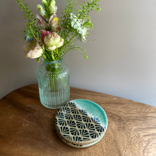 hand-made coaster set • deco aqua