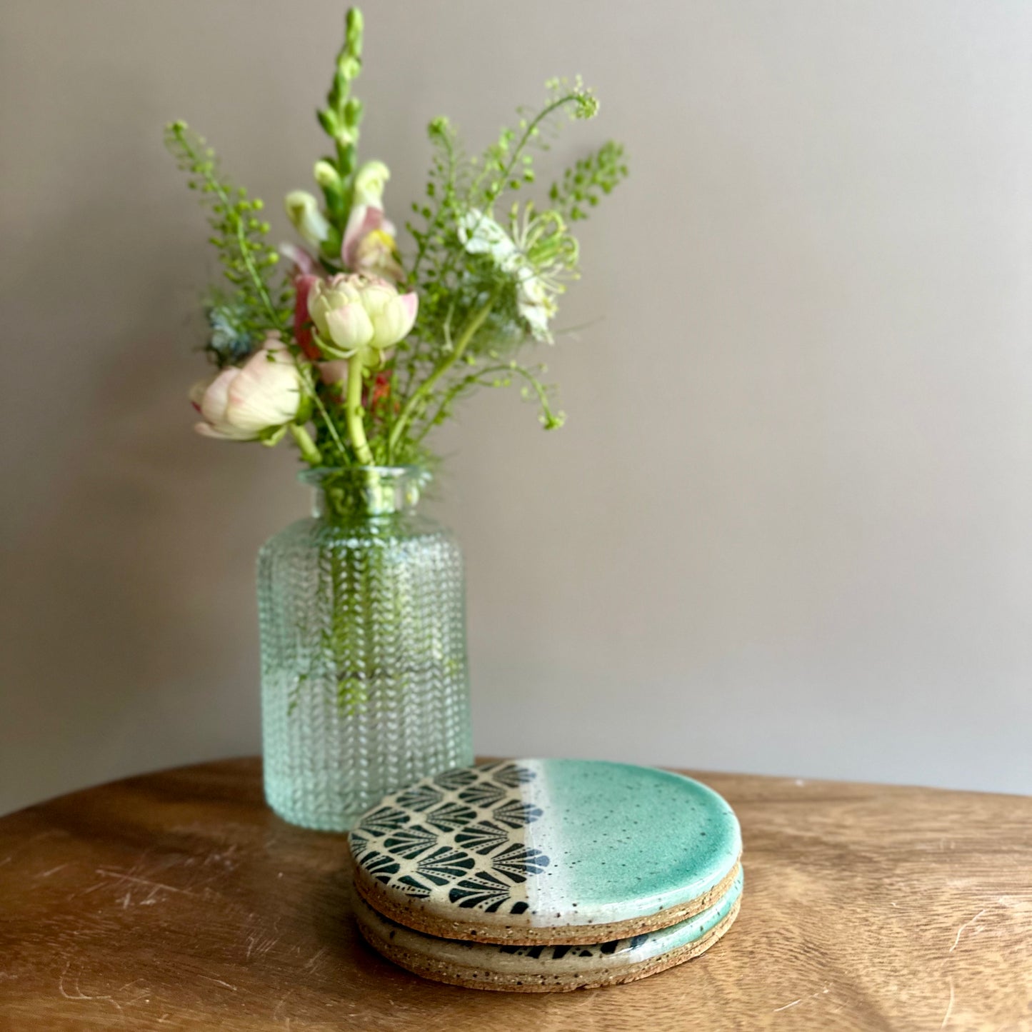 hand-made coaster set • deco aqua
