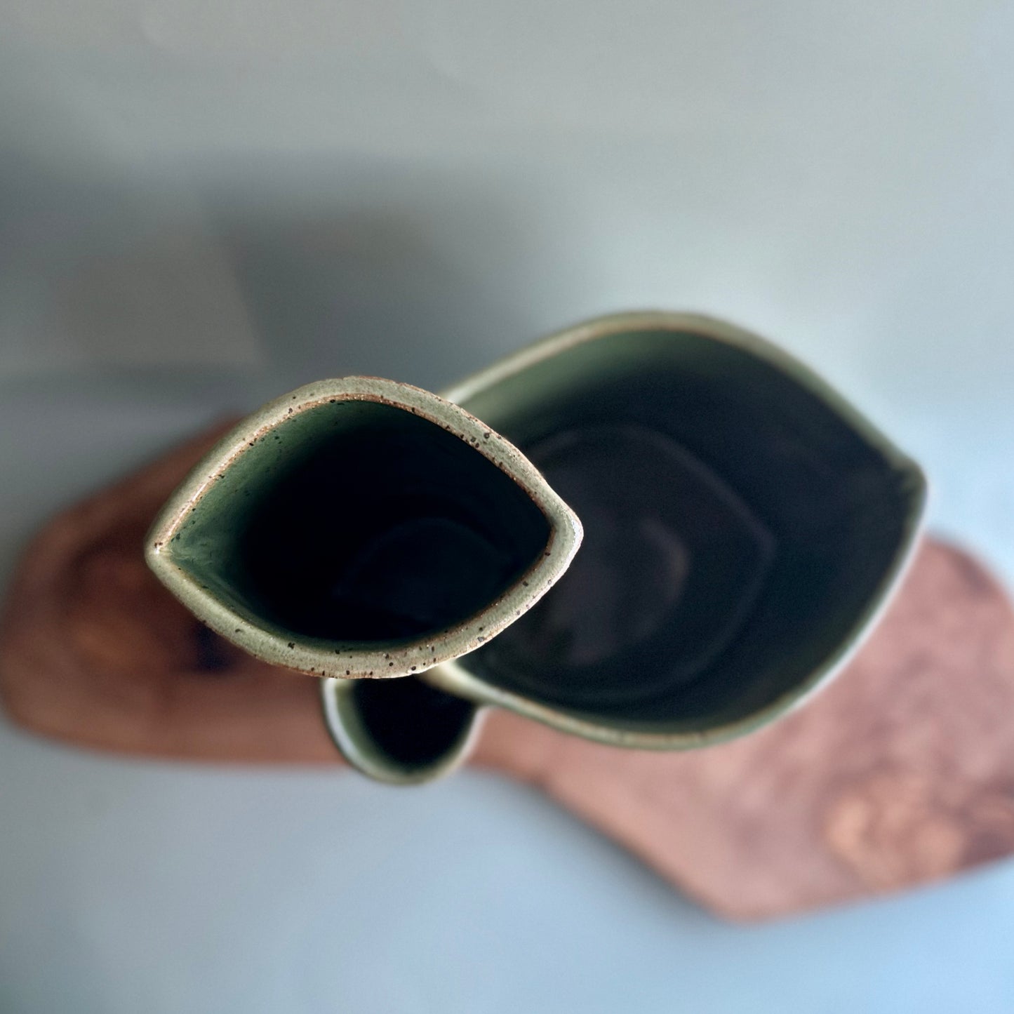 hand-built triple vase • limited edition green