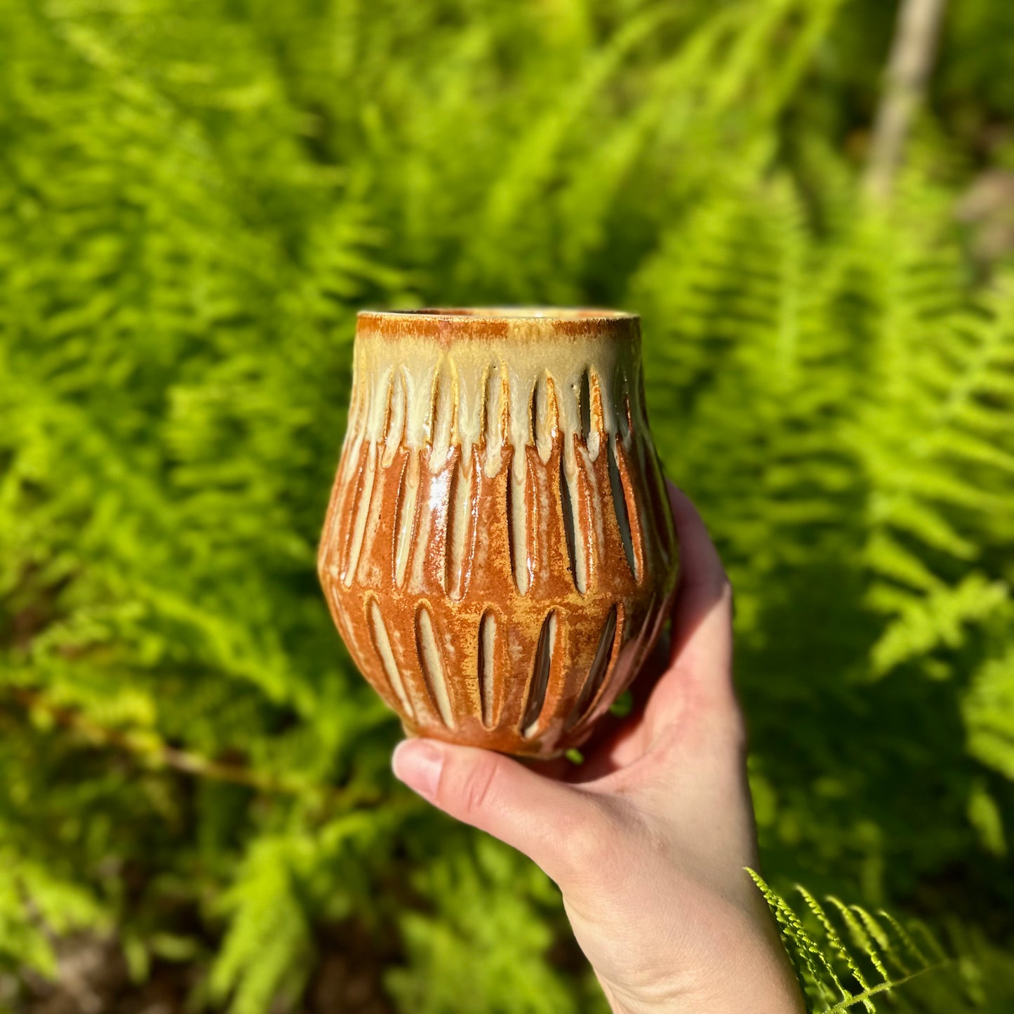 hand-carved vase • burnt marshmallow brown