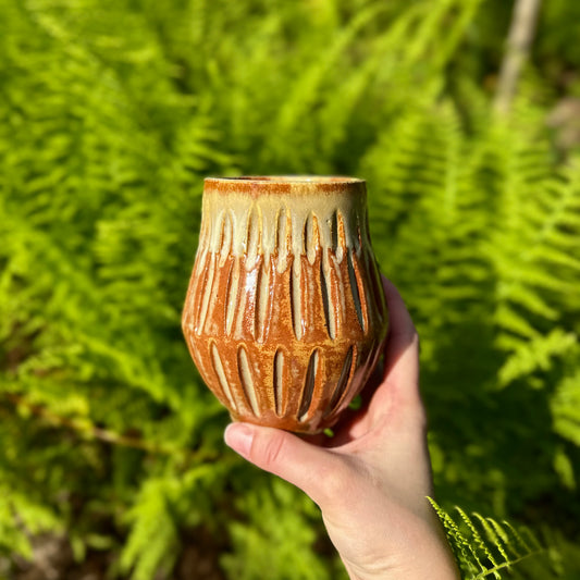 hand-carved vase • burnt marshmallow brown