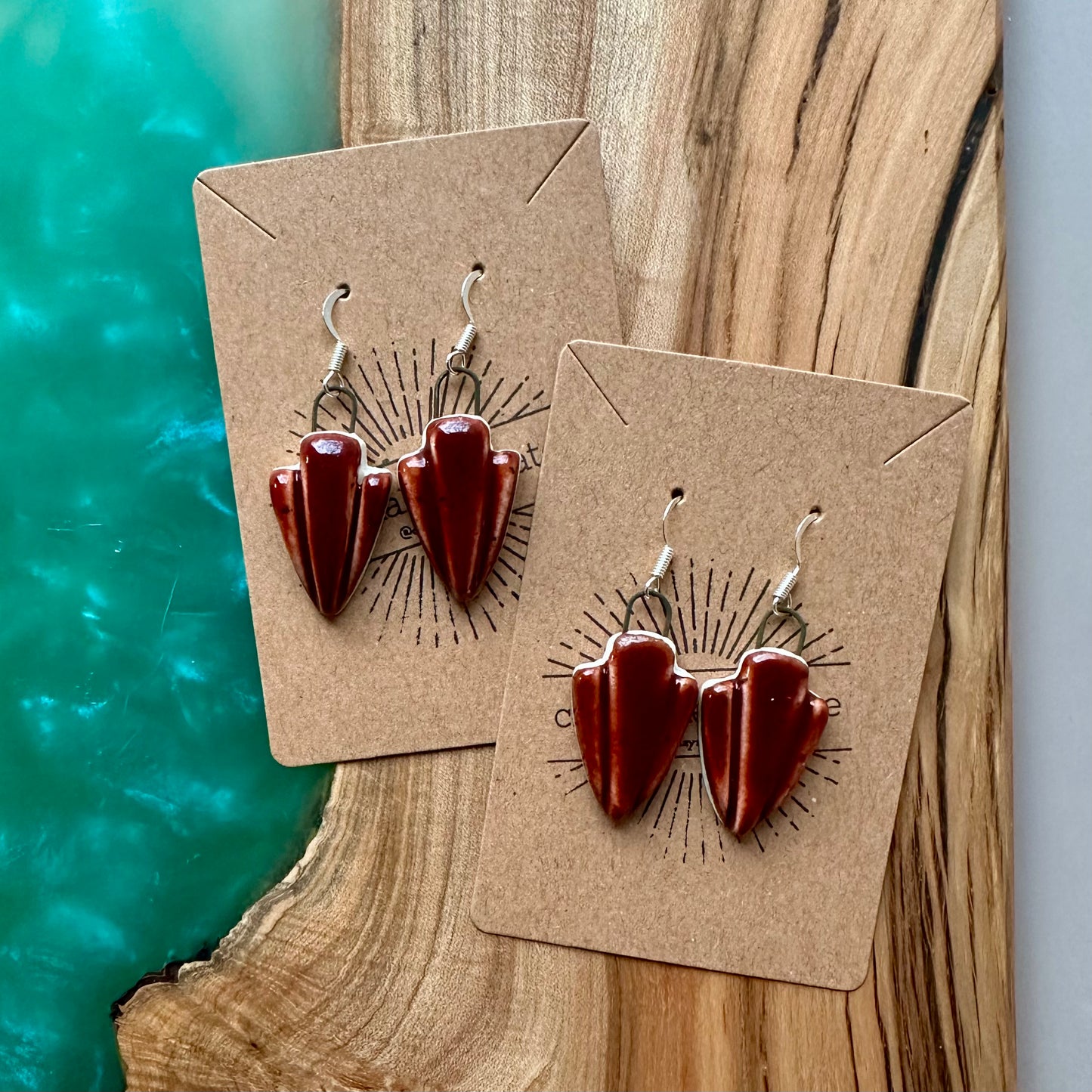 made with love • dark red dangle drop earrings