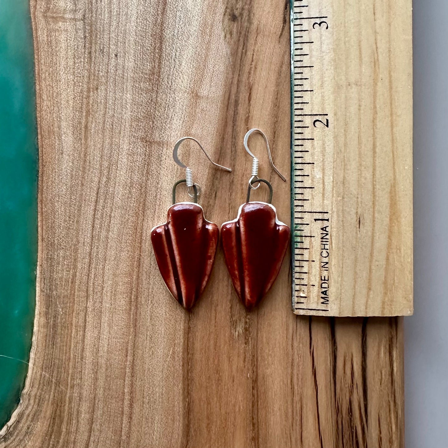 made with love • dark red dangle drop earrings