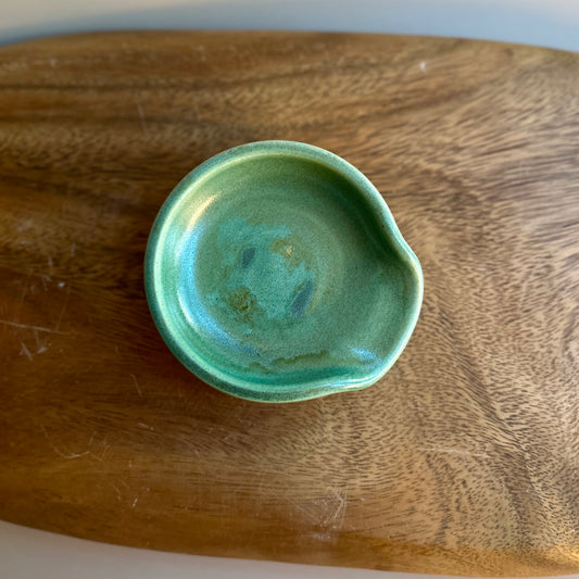 wheel-thrown spoon rest • green no. two