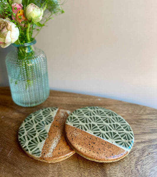 hand-made coaster set • deco brown