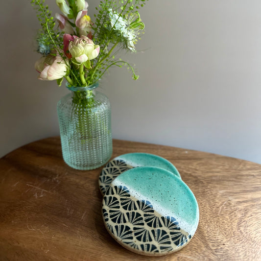 hand-made coaster set • deco aqua