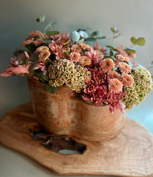 large hand-built double vase