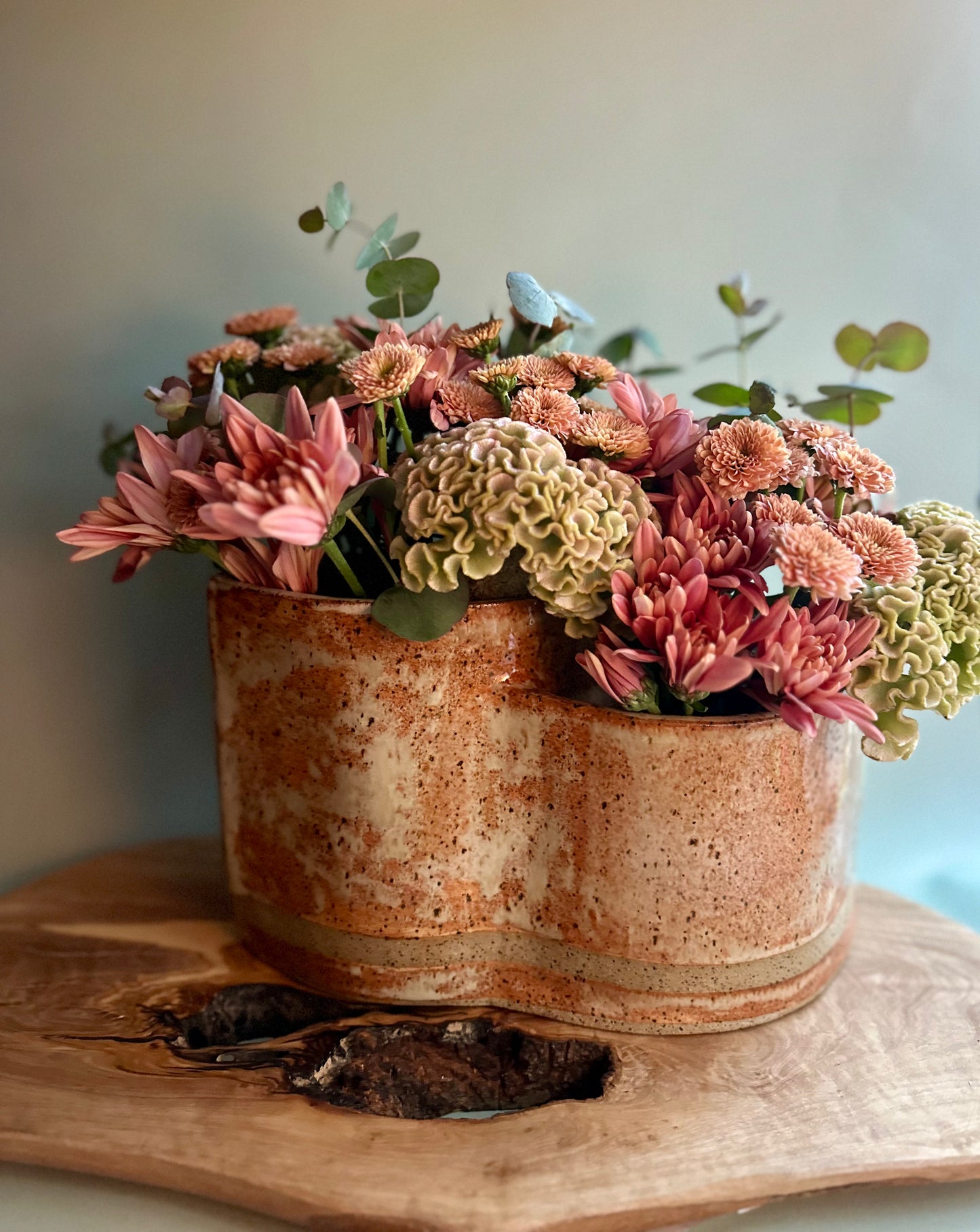 large hand-built double vase