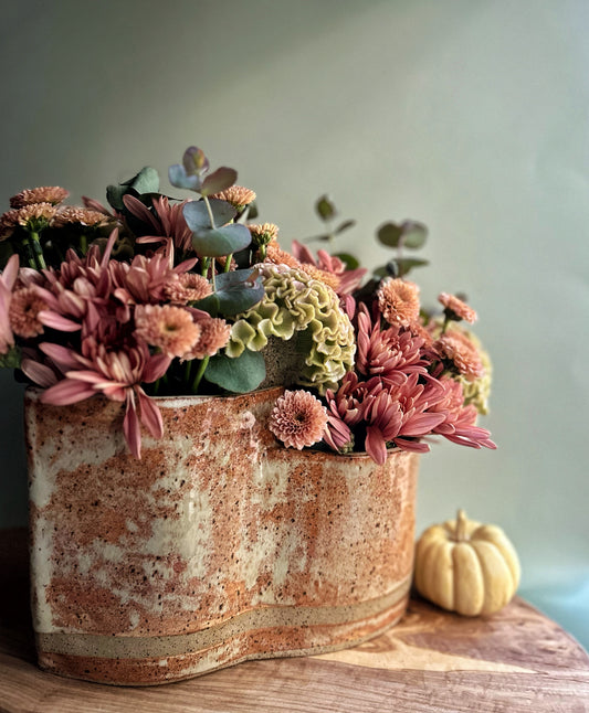 large hand-built double vase